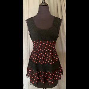 Free people lace and polka dot pinafore top